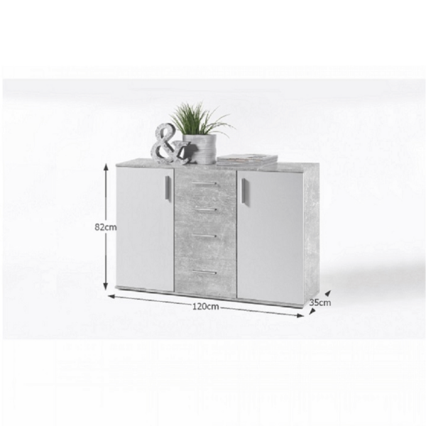 komoda poppy 5 biela beton rozmery