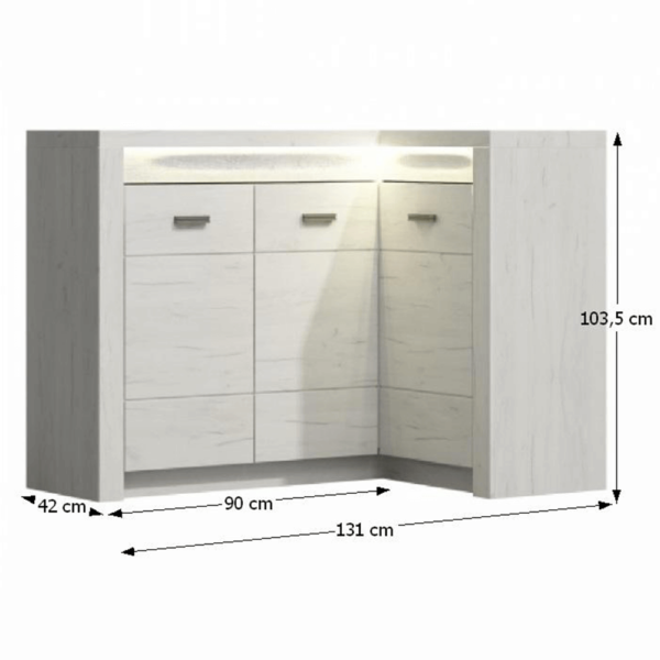 rohova komoda biela jasen infinity 15 koty