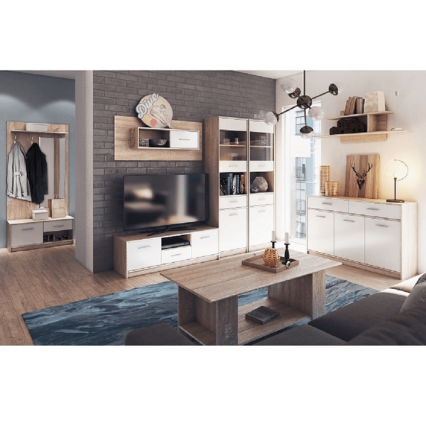 vitrina 1d1w1w biela dub sonoma teyo interier