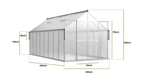 zahradny sklenik 244x490 cm strieborny 9